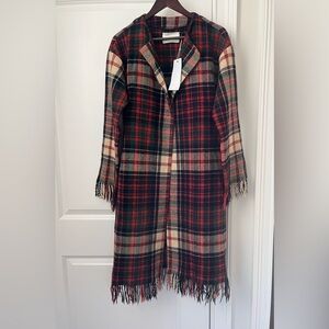 Grace Wears Coat 100% Wool plaid red size S/M NWT